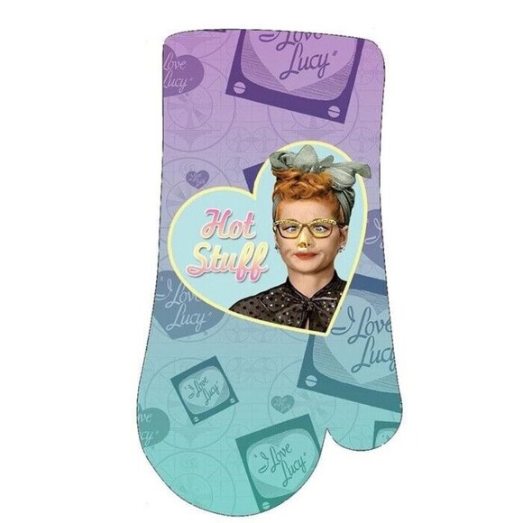 I Love Lucy Hot Stuff New Oven Mitt & Potholder Set Gift Kitchen Lucille Ball TV - Picture 2 of 4